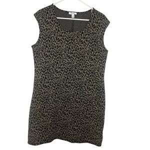 Nine West dress Animal Print sheath black tan size XL